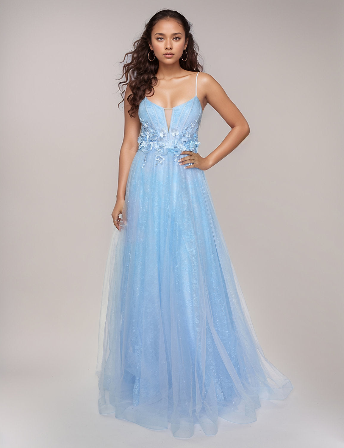 Prom Dresses Formal Long Glitter Prom Dress Baby Blue
