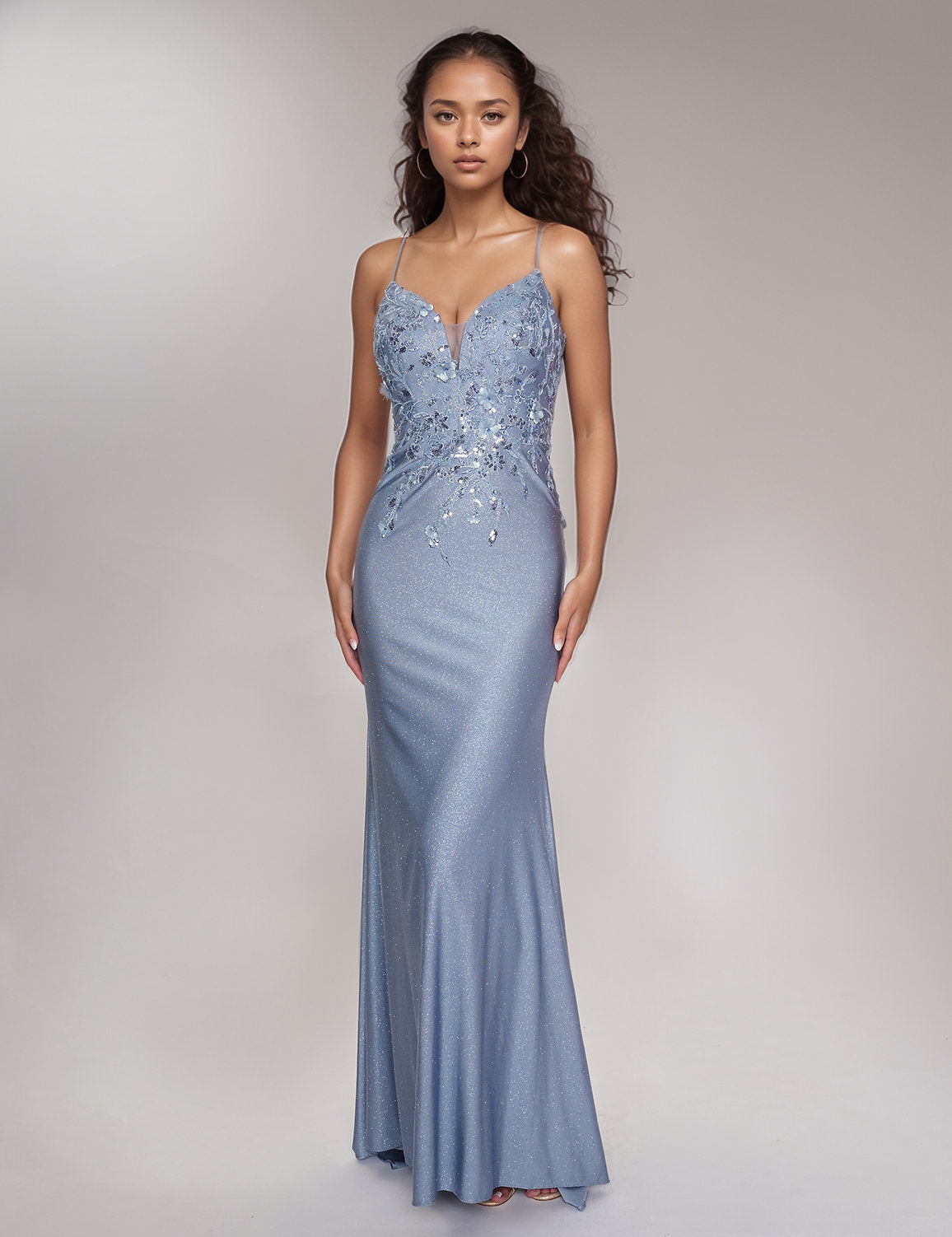 Prom Dresses Long Beaded Formal Prom Dress Steel Blue