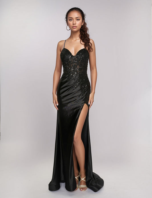 Prom Dresses Long Formal Slit Prom Dress Black