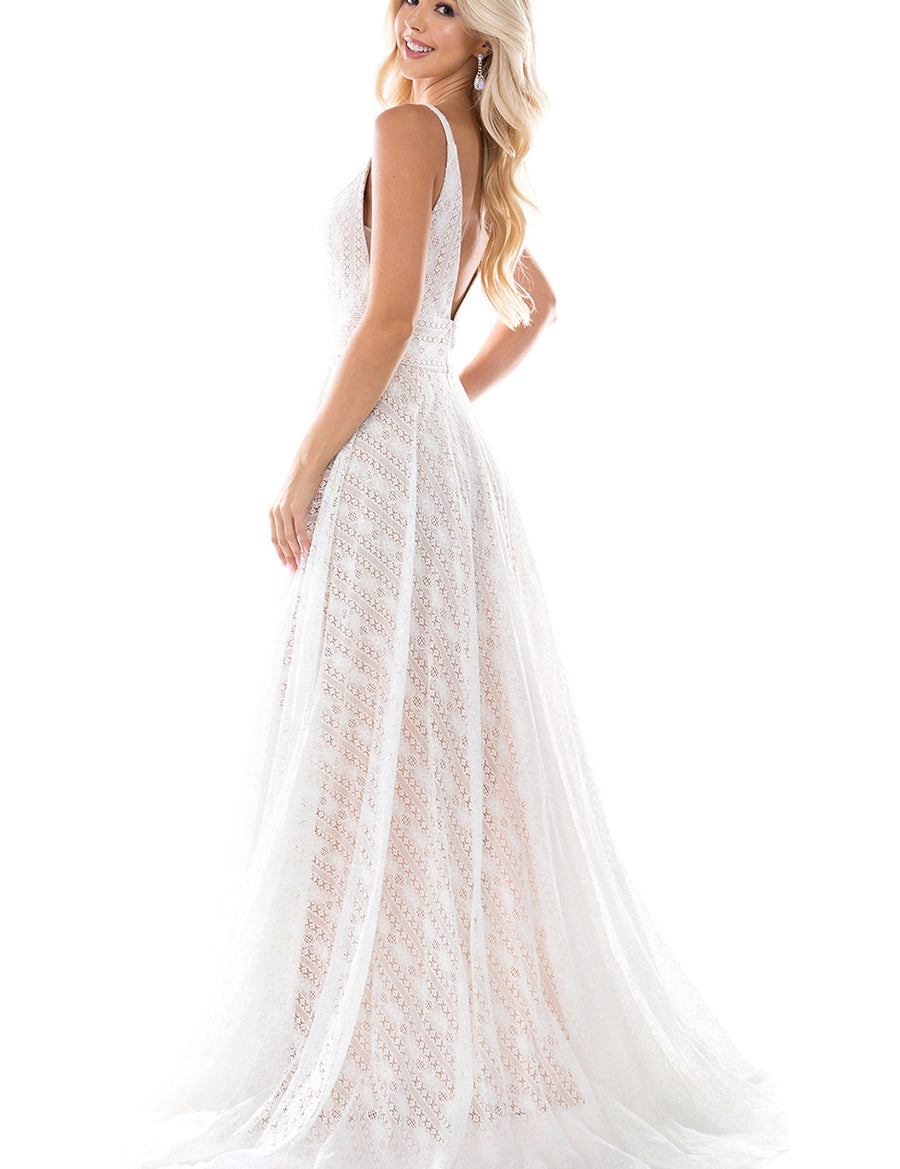 Wedding Dresses Long Wedding Slit Simple Dress Ivory Nude