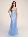 Prom Dresses Fitted Formal Long Prom Evening Dress Blue/Silver