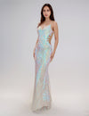 Prom Dresses Fitted Long Formal Prom Sequin Dress White