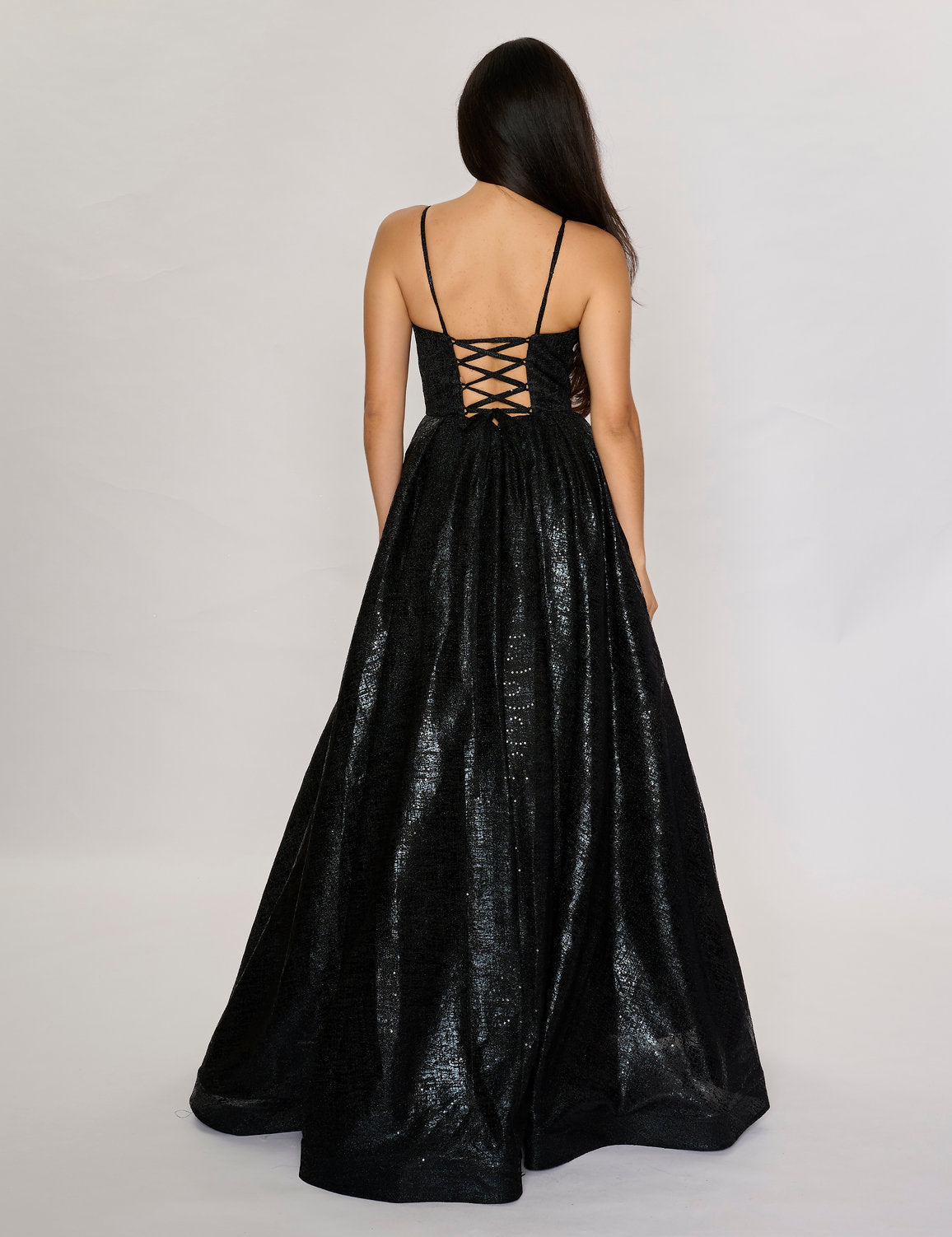 Prom Dresses Long A Line Formal Metallic Prom Dress Black