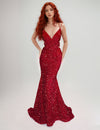Prom Dresses Formal Long Prom Sequin Dress Red