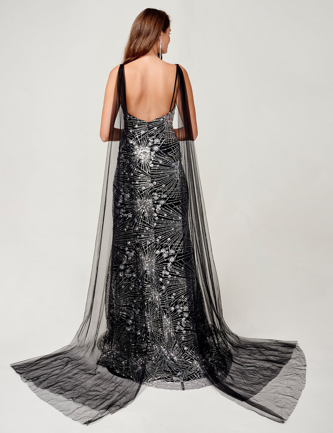 Prom Dresses Formal Long Slit Prom Dress Black/Silver