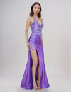 Prom Dresses Fitted Long Prom Formal Slit Dress Purple