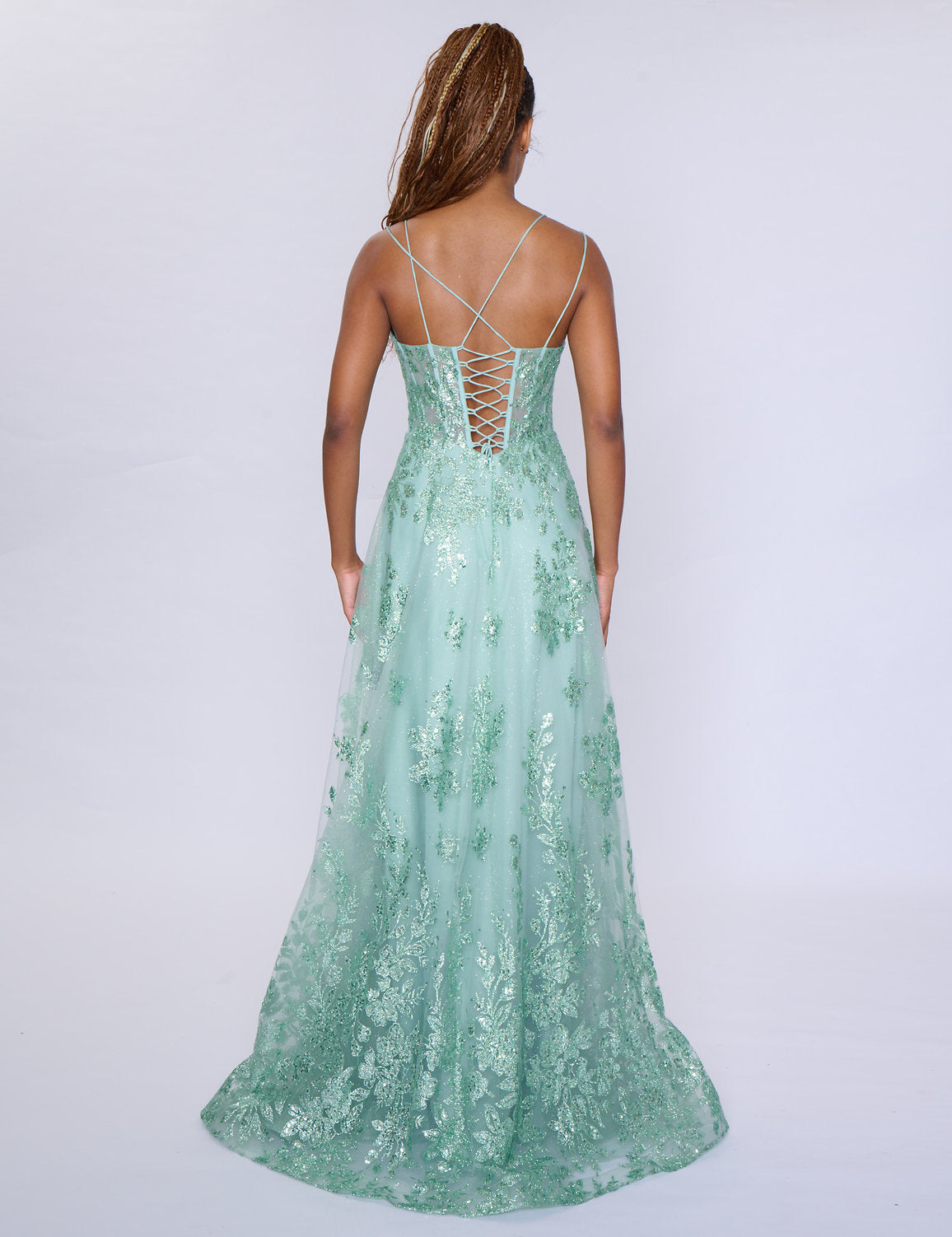 Prom Dresses A Line Long Formal Prom Glitter Dress Sage