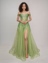 Prom Dresses Long Glitter Formal Prom Slit Dress Sage