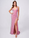 Prom Dresses Formal Long Sequin Prom Velvet Dress Pink/Gold