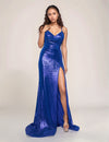 Prom Dresses Fitted Slit Formal Long Prom Dress Royal