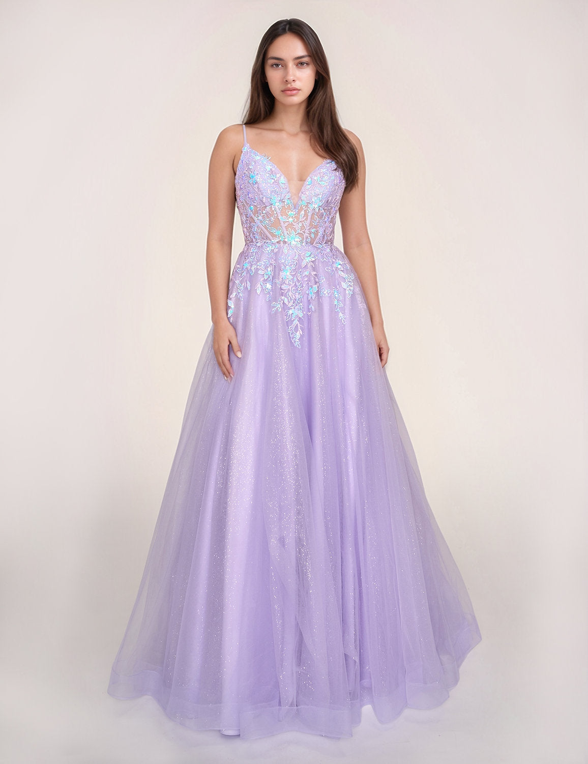 Prom Dresses A Line Long Formal Prom Glitter Dress Lilac