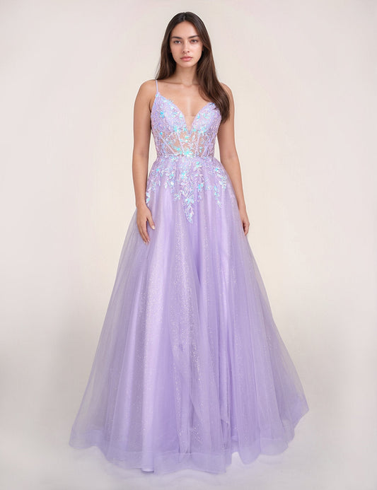 Prom Dresses A Line Long Formal Prom Glitter Dress Lilac