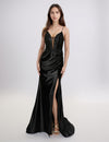 Prom Dresses Long Fitted Formal Evening Slit Prom Dress Black
