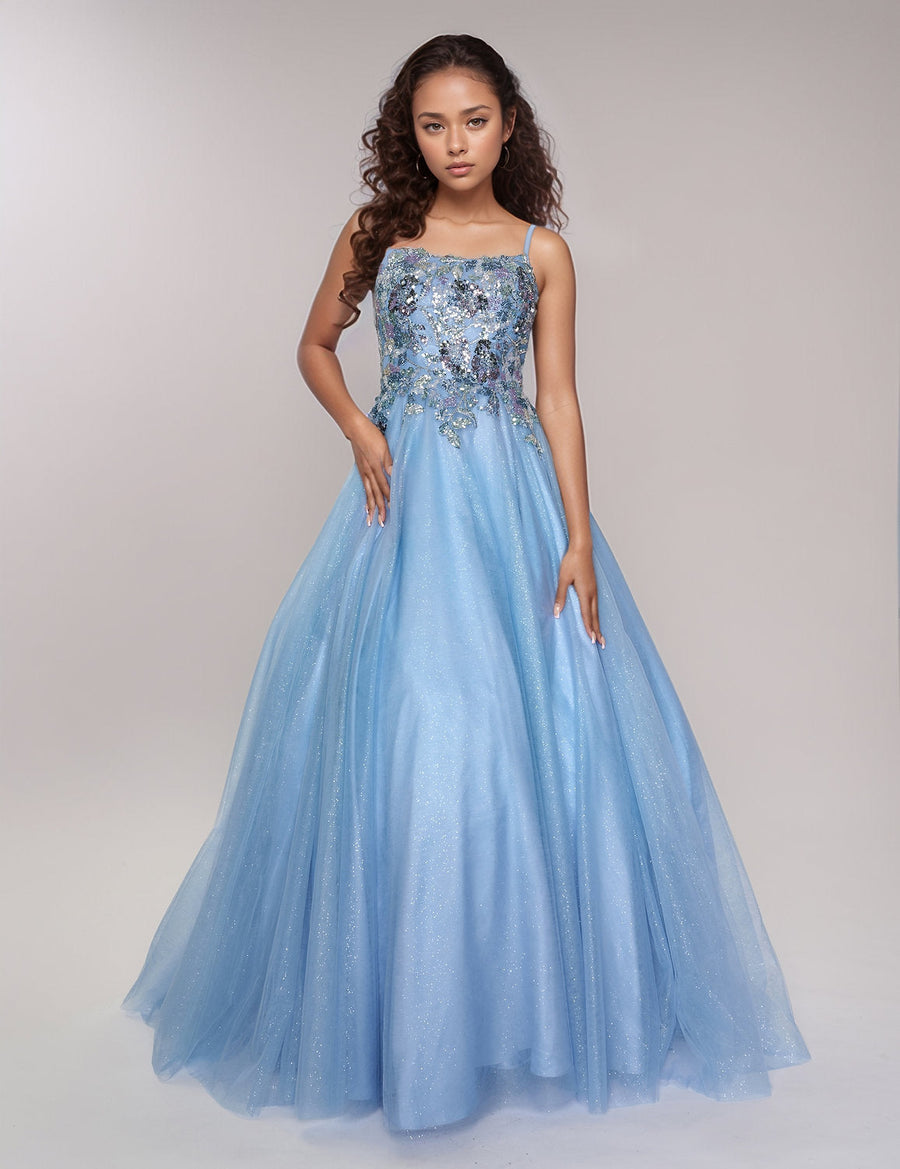 Prom Dresses ong Prom A Line Formal Glitter Dress Blue