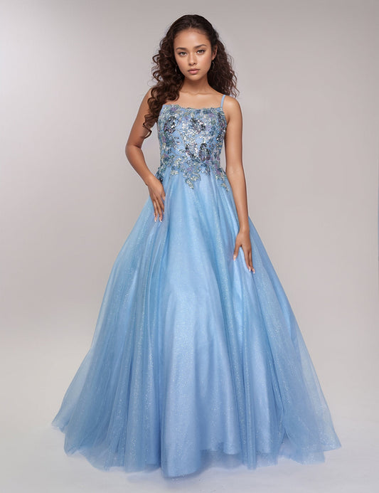Prom Dresses ong Prom A Line Formal Glitter Dress Blue
