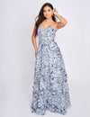 Prom Dresses A Line Long Prom Formal Floral Dress Blue