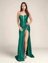 Prom Dresses Long Formal Fitted Prom Slit Dress Emerald
