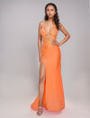 Prom Dresses Fitted Long Prom Formal Slit Dress Orange