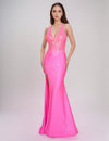 Prom Dresses Fitted Long Prom Formal Slit Dress Hot Pink