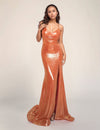 Prom Dresses Fitted Slit Formal Long Prom Dress Orange