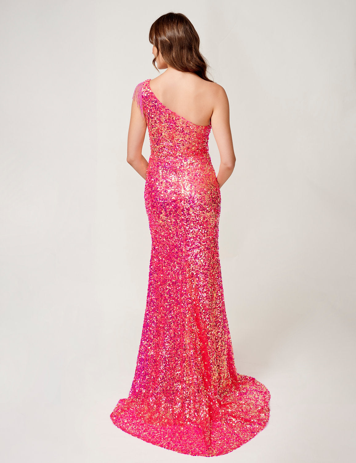 Prom Dresses Fitted Formal Prom Long Sequin Dress Fuchsia