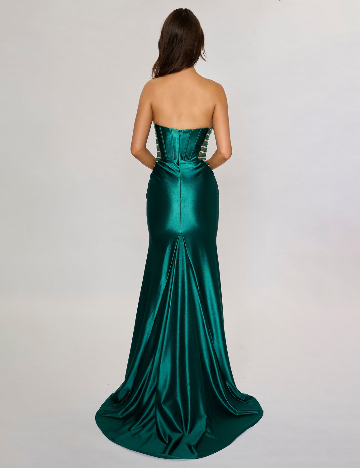 Prom Dresses Fitted Long Slit Formal Evening Prom Dress Emerald