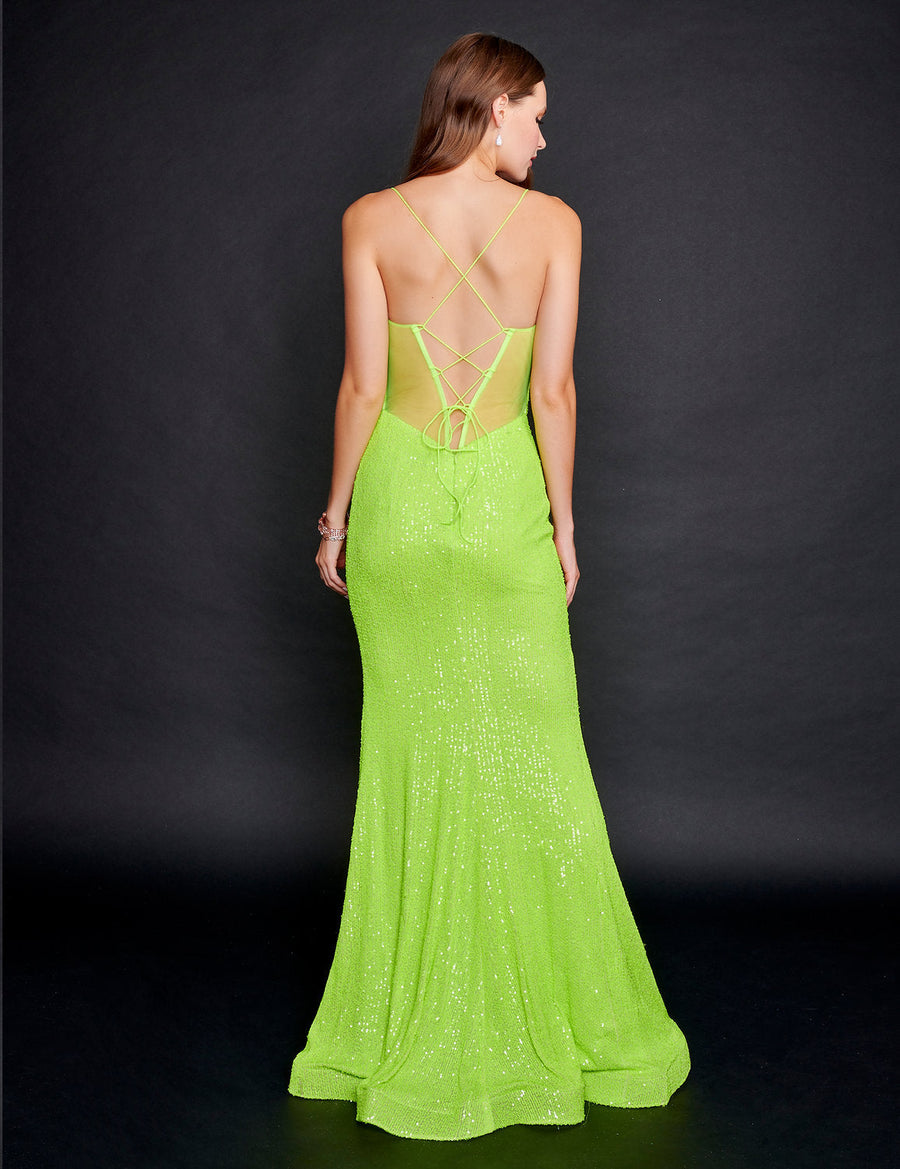Prom Dresses Long Fitted Prom Formal Sequin Dress Neon Green