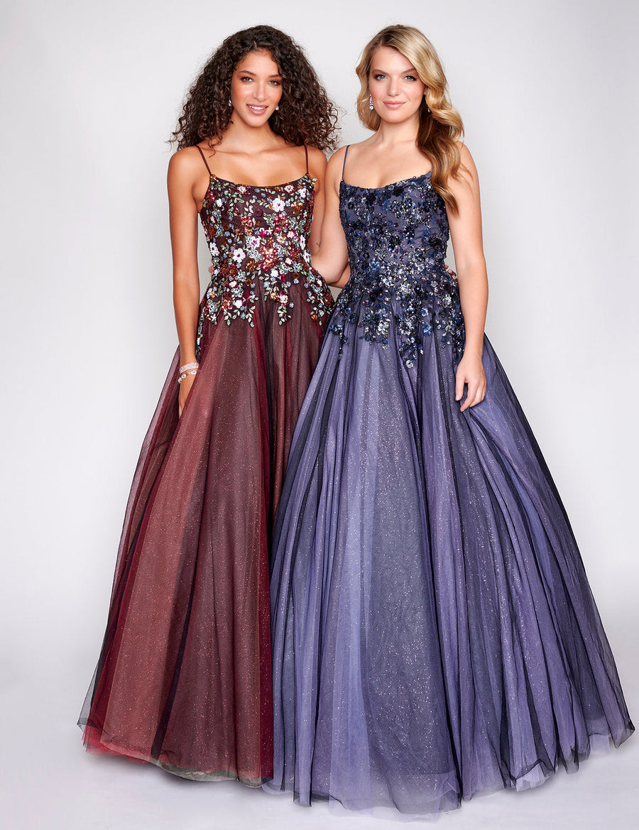 Prom Dresses A Line Long Formal Lace Prom Dress Black Purple Multi