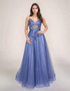 Prom Dresses A Line Long Formal Prom Glitter Dress Steel Blue