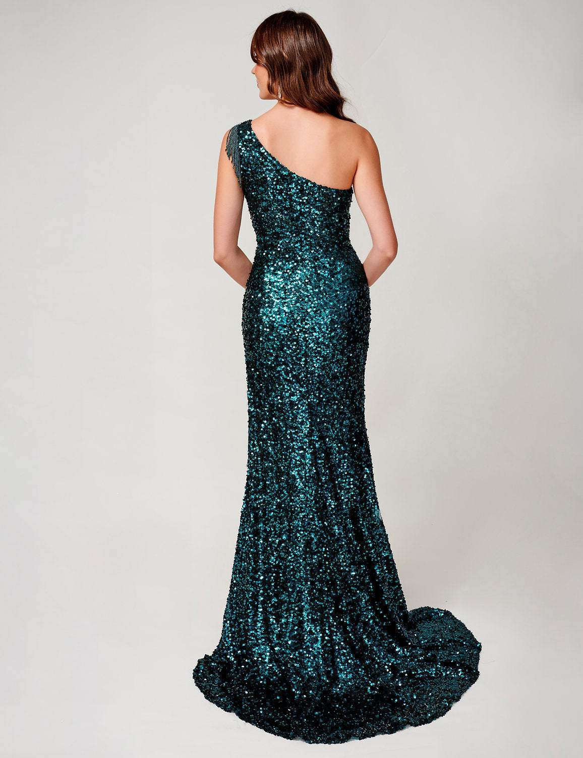 Prom Dresses Fitted Formal Prom Long Sequin Dress Emerald
