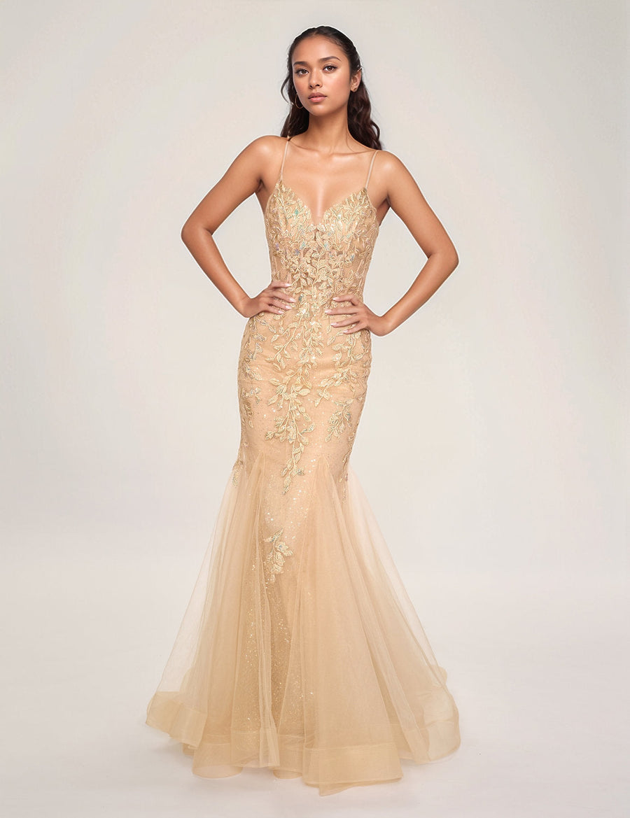 Prom Dresses Long Prom Formal Mermaid Dress Champagne