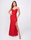 Prom Dresses Long Lace Formal Slit Prom Dress Red