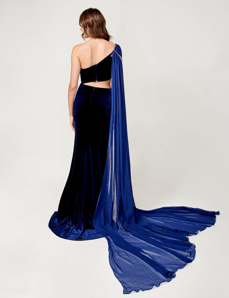 Prom Dresses Fitted Slit Prom Long Formal Dress Navy