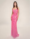Prom Dresses Fitted Long Formal Prom Sequin Dress Fuchsia