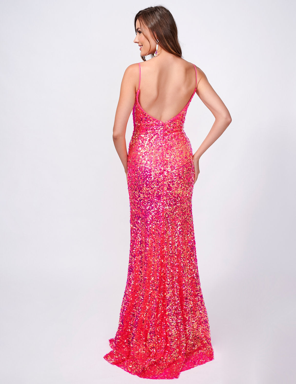 Prom Dresses Fitted Long Formal Prom Sequin Dress Fuchsia
