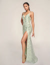 Prom Dresses Formal Long Slit Fitted Sequin Prom Dress Mint