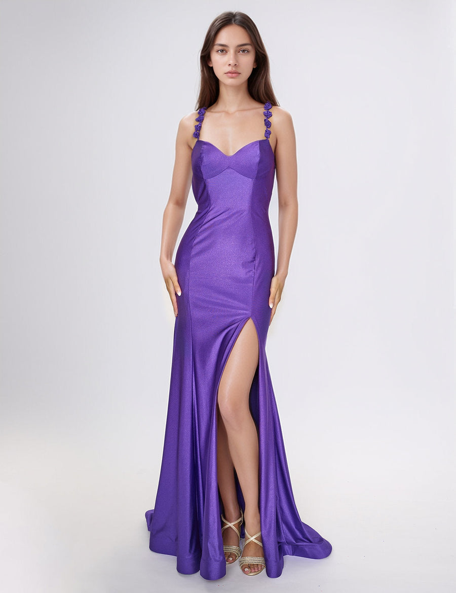 Prom Dresses Formal Long Slit Prom Dress Purple