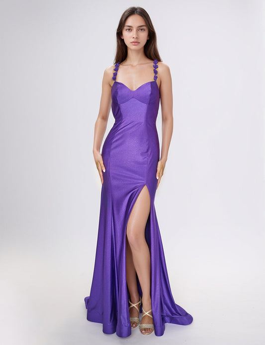 Prom Dresses Formal Long Slit Prom Dress Purple