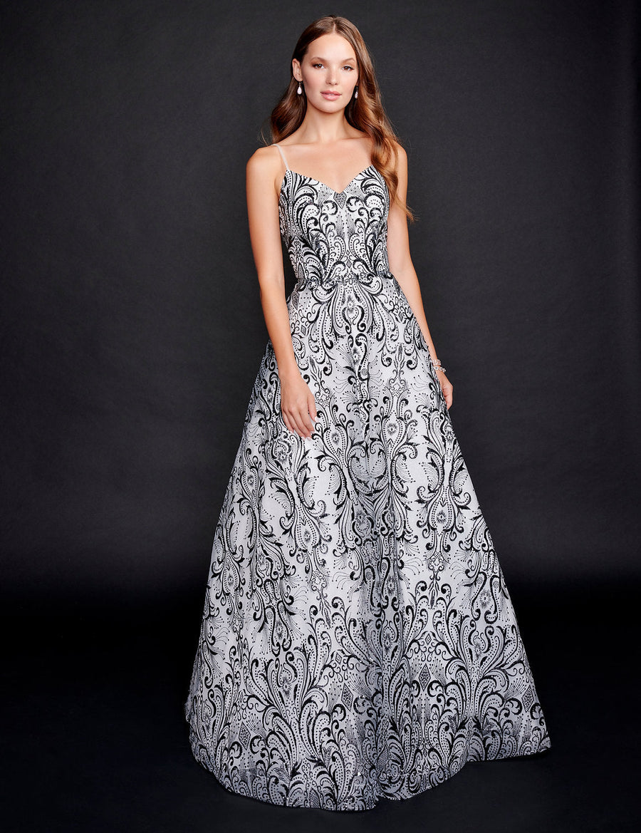 Prom Dresses A Line Long Prom Formal Dress Black/White