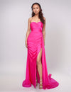 Prom Dresses Prom Long Pleated Formal Evening Dress Hot Pink