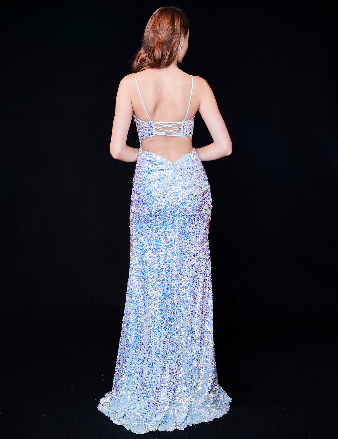 Prom Dresses Long Formal Slit Prom Sequin Dress Lilac/Periwinkle