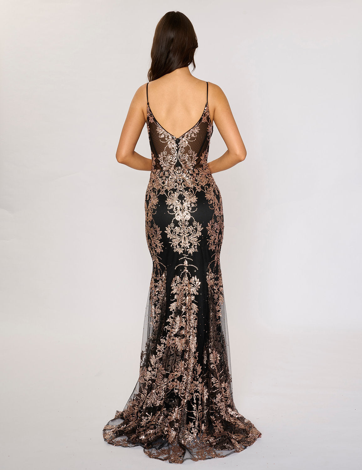 Prom Dresses Fitted Long Prom Formal Dress Black/Rosegold