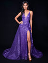Prom Dresses Overskirt Long Ruffle Formal Prom Dress Purple