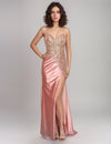Prom Dresses  Rose Long Formal Slit Prom Dress Gold