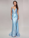 Prom Dresses Long Fitted Formal Evening Slit Prom Dress Blue