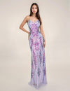 Prom Dresses Fitted Long Formal Prom Sequin Dress Lilac