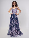 Prom Dresses A Line Long Formal Prom Glitter Dress Navy/Lilac