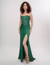 Prom Dresses Fitted Long Formal Prom Pleated Dress Emerald