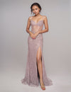 Prom Dresses Long Sequin Slit Formal Prom Dress Mauve