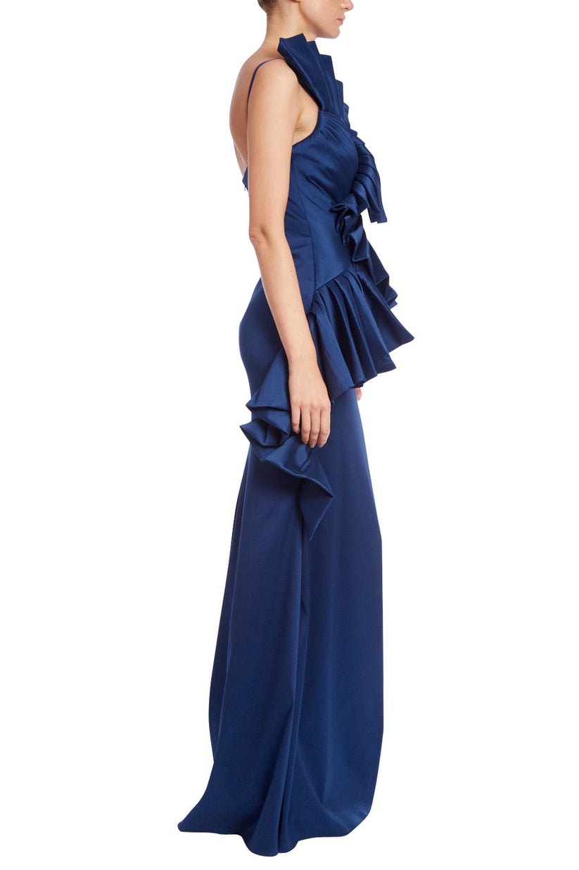 Formal Dresses Long Formal Pleated Evening Dress Midnight Blue